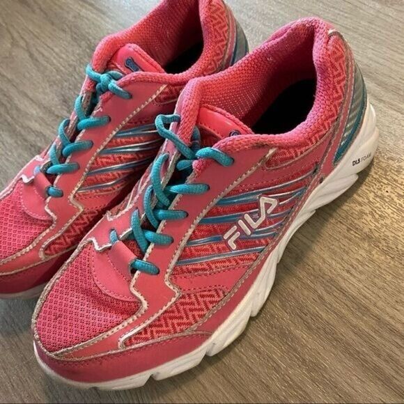 Fila womens lace up pink teal athletic mesh fabric running sneakers size 5.5 - Picture 4 of 8